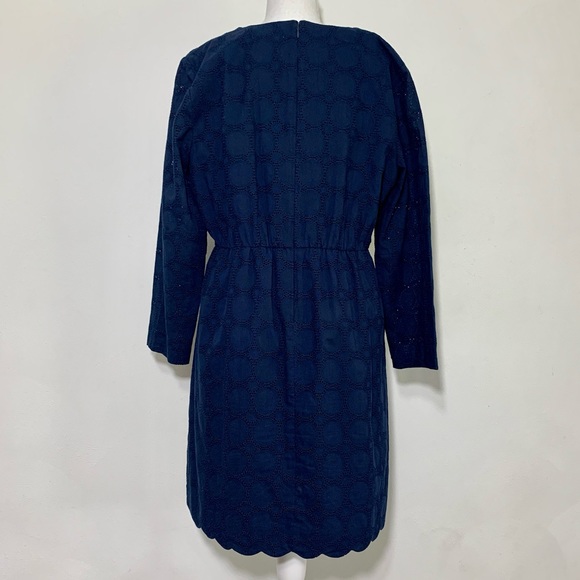 J Crew Long Sleeve Navy Eyelette Party Dress H8471 - Picture 6 of 11